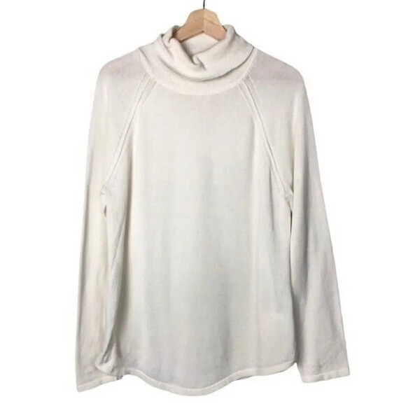 Jeanne Pierre White Knit Pullover Turtleneck Cowl Neck Sweater XL - Picture 1 of 7